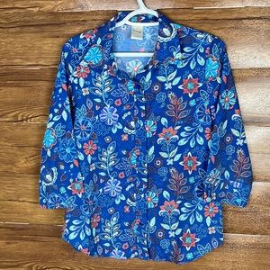 BLAIR Floral button down women top size small